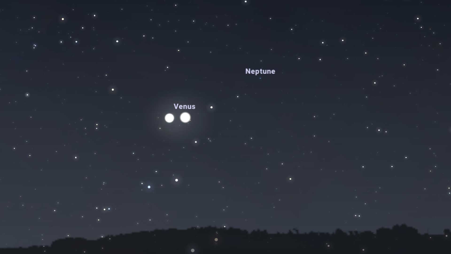 Wenus jest blisko Jowisza na zrzucie ekranu Stellarium