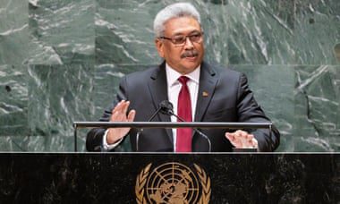 Gotabaya Rajapaksa przemawia na Zgromadzeniu Ogólnym ONZ w Nowym Jorku w 2021 roku.