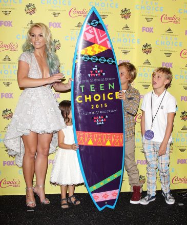 Britney Spears, Jayden James Federline, Sean Federline i jego siostrzenica Lexi Teenager Teen Choice Awards, Press Room, Los Angeles, USA - 16 sierpnia 2015