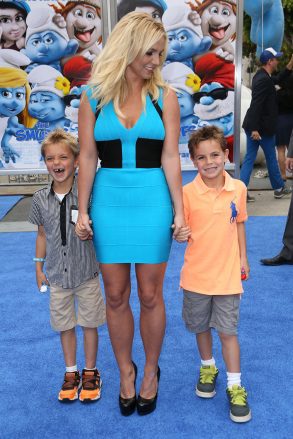 Premiera Britney Spears z synami Seanem Prestonem i Jaden Federline Smerfy 2, Los Angeles, USA - 28 lipca 2013